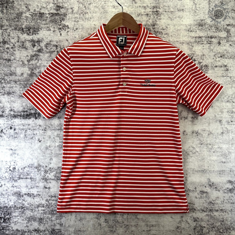 FootJoy Junior Short‎ Sleeve Golf Polo Shirt Red/White Size XL Timber Banks Logo